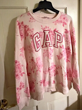 Gap Logo Sweatshirt Floral in Pink Size Large